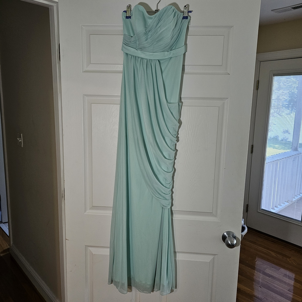 David's Bridal Mint Green Strapless Dress Size 2